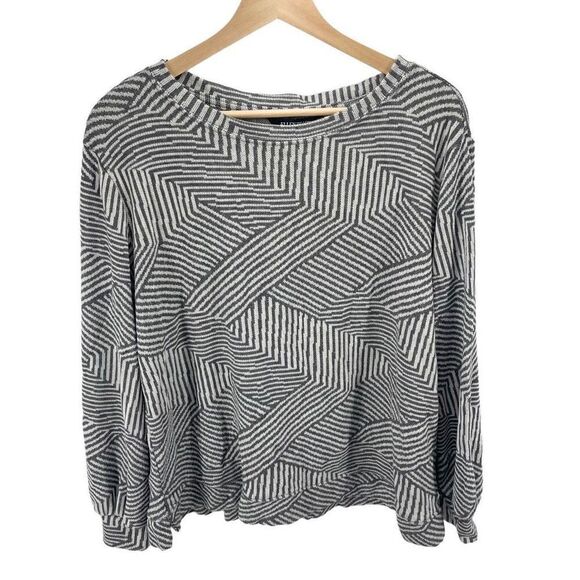 Ellen Tracy Womens Long Sleeve Sweater Pullover Geometric Boatneck Gray XL - Picture 1 of 12